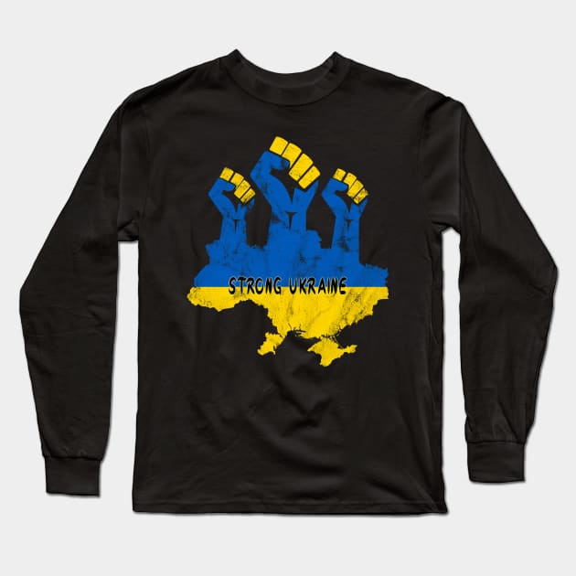 Strong Ukraine Ukrainian Flag Long Sleeve T-Shirt by Global Creation